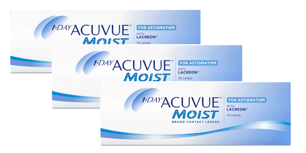 1 Day Acuvue Moist Contact Lenses For Astigmatism Box of 90 1 Day Acuvue Moist Contact Lenses For Astigmatism Box of 90